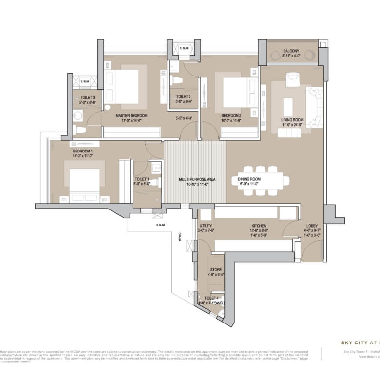 Sky City - Majestic 3 BHK